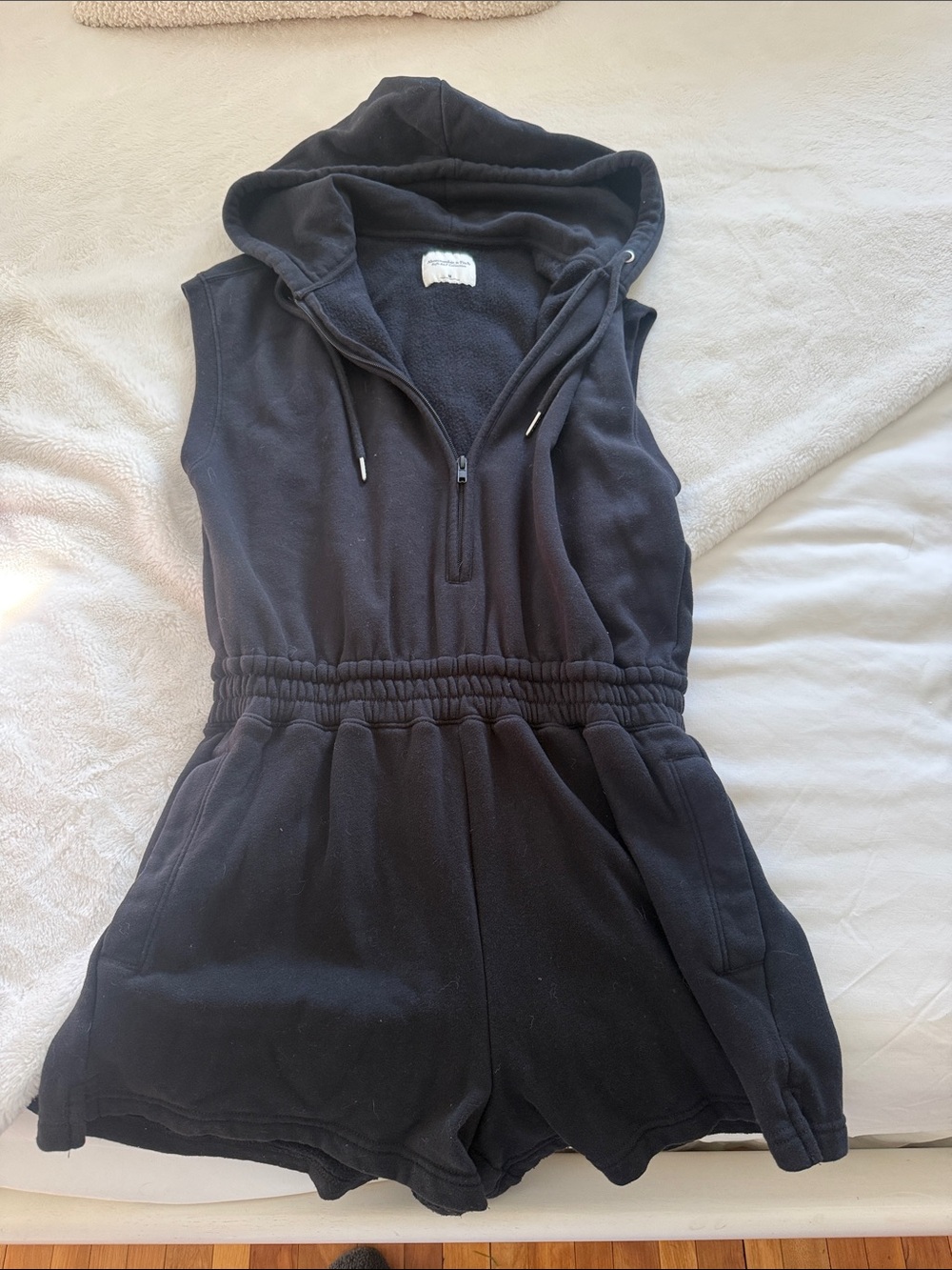 Abercrombie & Fitch Black Sleeveless Hooded Romper